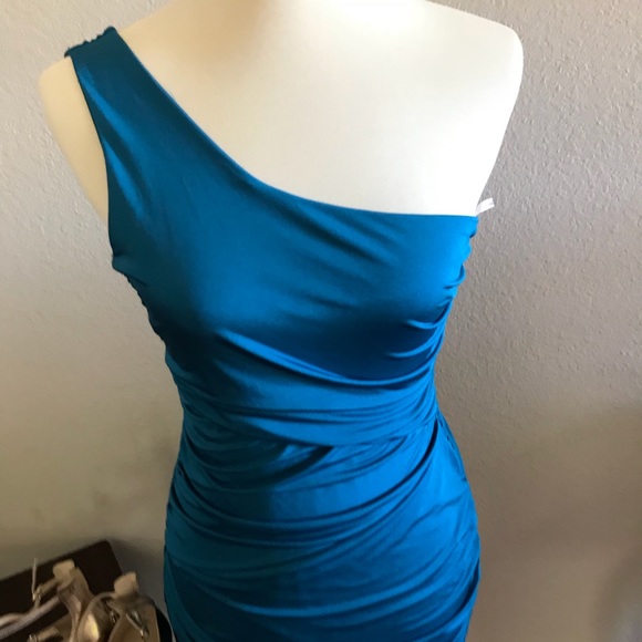 EUC teal one shoulder dress - Picture 2 of 4